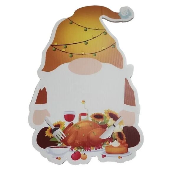 New Set of 4 Thanksgiving Gnome Yard Signs with Stakes - Picture 6 of 6